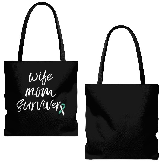 Cervical Cancer Awareness Products Ribbon Survivor Tote Bags (AOP)