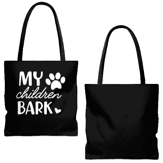 Dog My Children bark cute green Tote Bags (AOP)
