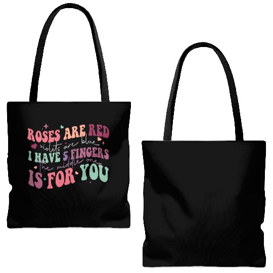 Snarky Sarcastic Middle Finger Valentines Day Poem Tote Bags (AOP)