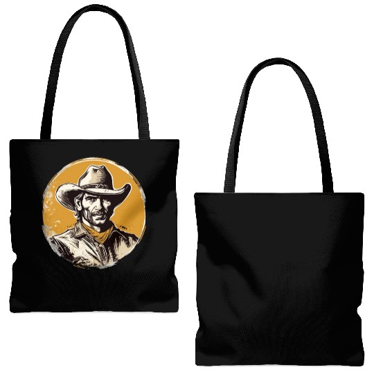 Howdy Partner! Retro Vintage Wild West Cowboy Tote Bags (AOP)