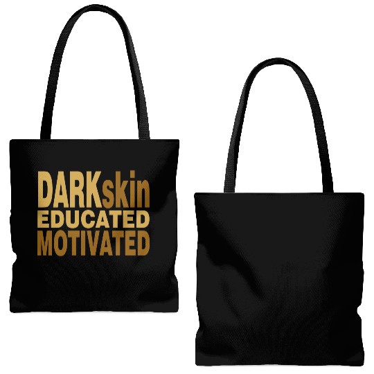 Darkskin educated motivated Melanin apparel Tote Bags (AOP)