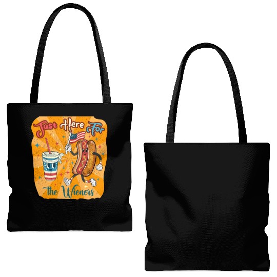 I'm Just Here For The Wieners Cartoon Hot Dog 4Th Tote Bags (AOP)