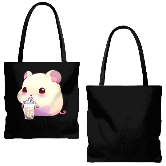 Kawaii hamster with bubble tea Tote Bags (AOP)