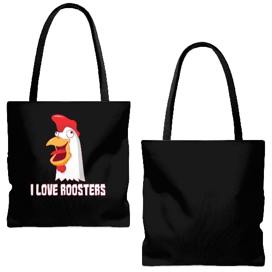 I love Roosters I love Cock Tote Bags (AOP)