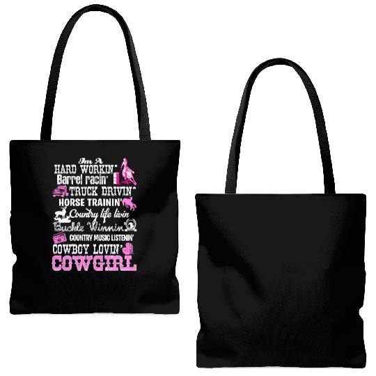 Barrel Racing Cowgirl Tote Bags (AOP)