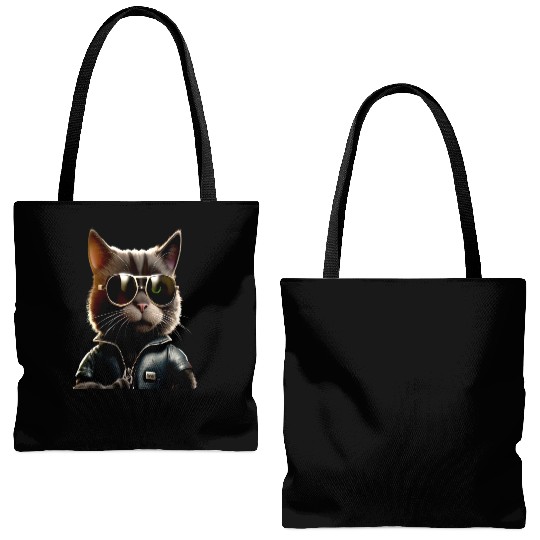 Cat With Sunglasses Cute Cat Mom Meow Paws Kitty Tote Bags (AOP)