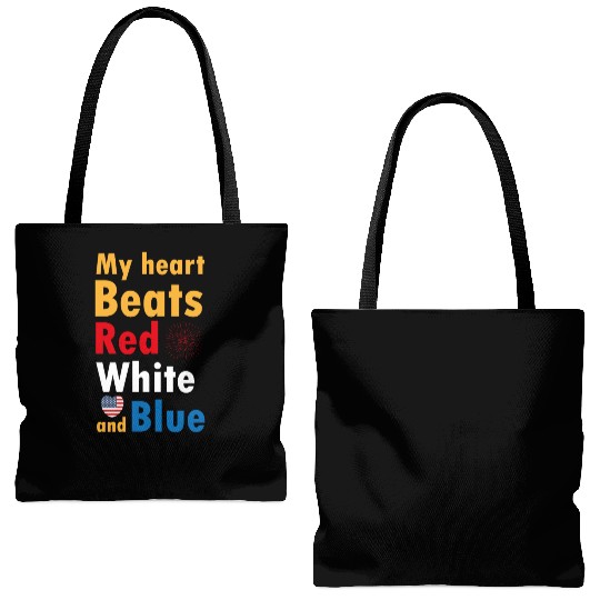 my heart beats red white and blue Tote Bags (AOP)