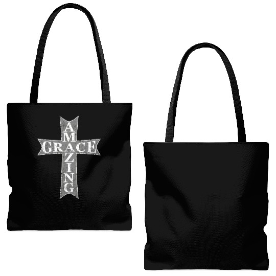Amazing Grace Cross Tote Bags (AOP)