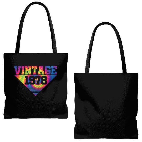 Vintage 1978 Tie Dye Splash Color Triangle Tote Bags (AOP)