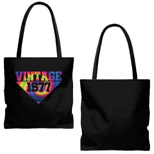 Vintage 1977 Tie Dye Splash Color Triangle Tote Bags (AOP)