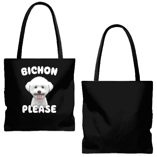 Bichon Please Bichon Frise Dog Lover Funny Pun Tote Bags (AOP)