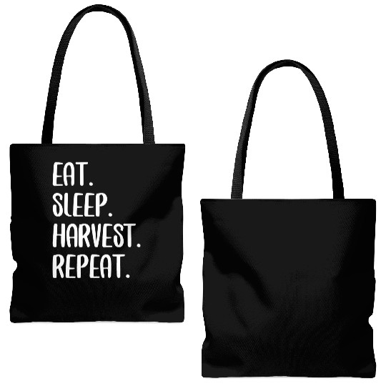 Eat Sleep Harvest Rebeat Tote Bags (AOP)