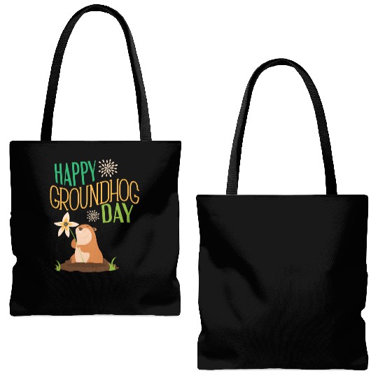 Groundhog Day 2021 Happy Ground Hog Tote Bags (AOP)