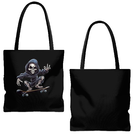 Embrace the Afterlife on Wheels: Grim Reaper Skate Tote Bags (AOP)