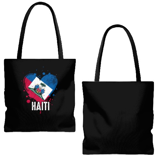 Haitian Vacation Haiti Flag Tote Bags (AOP)