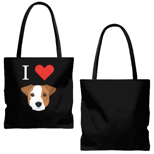 I Love My Jack Russell Dog Tote Bags (AOP)
