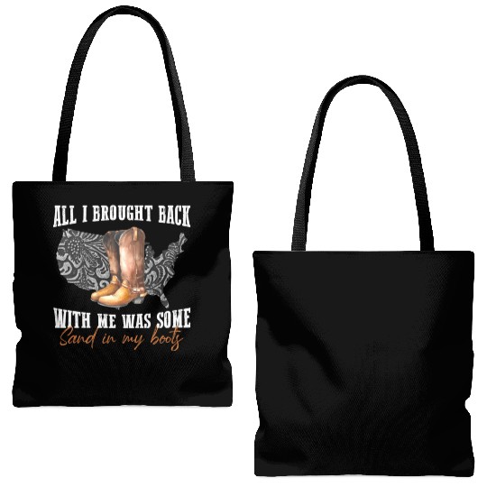 Sand In My Boots Country Music Tote Bags (AOP)