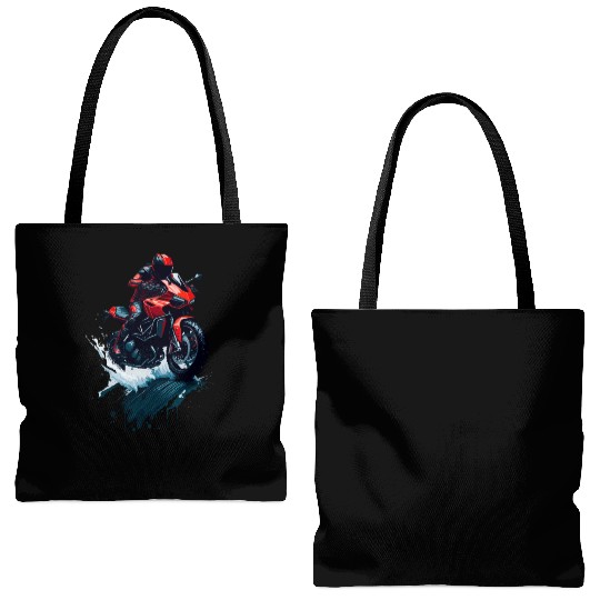 Illustration sport motorcycle Tote Bags (AOP)