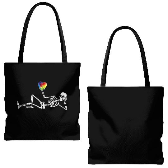 Heart Valentines Day Skeleton Gothic Boyfriend Him Tote Bags (AOP)