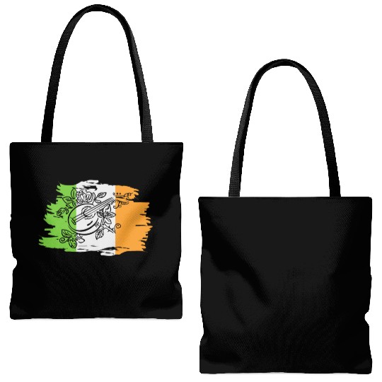 Irish Bouzouki Instrument Greek Tote Bags (AOP)