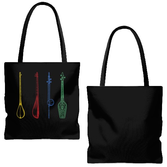 Irish Bouzouki Instrument Greek Tote Bags (AOP)