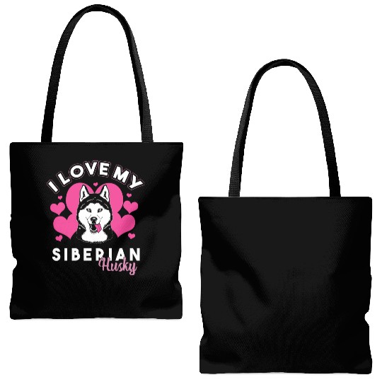 Cute Husky Dog Owner I Love My Siberian Husky Tote Bags (AOP)