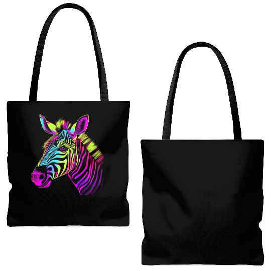 Zebra Neon Colors Portrait Tote Bags (AOP)