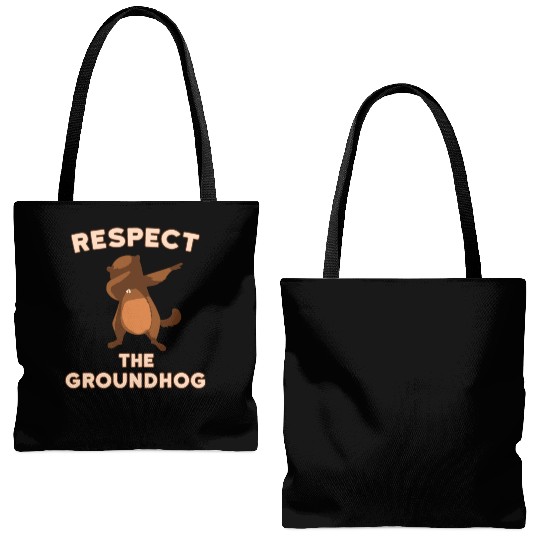 Dabbing Groundhog Day Respect the Groundhog Funny Tote Bags (AOP)