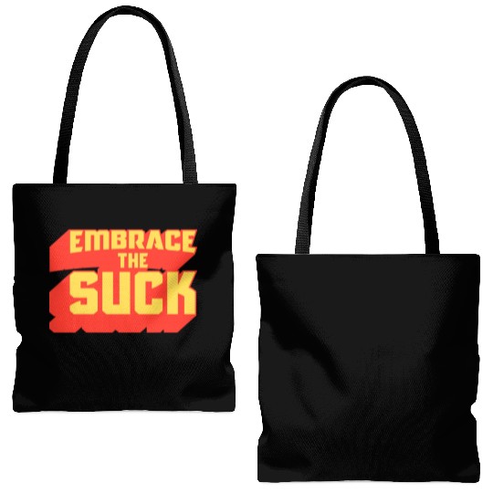 Embrace The Suck Acdefgh Tote Bags (AOP)