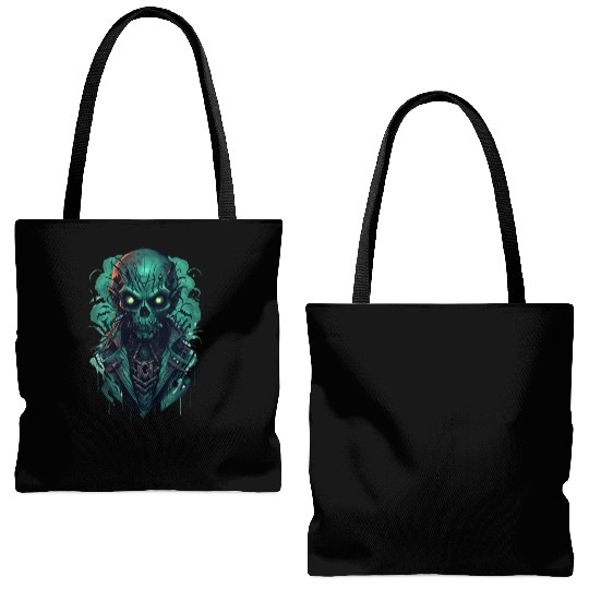 Green Toxic Zombie RPG Game Style Tote Bags (AOP)