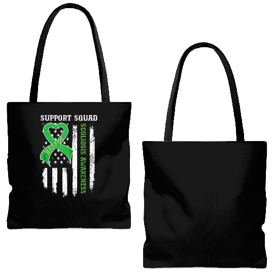 Usa Flag Support Squad Scoliosis Awareness Tote Bags (AOP)