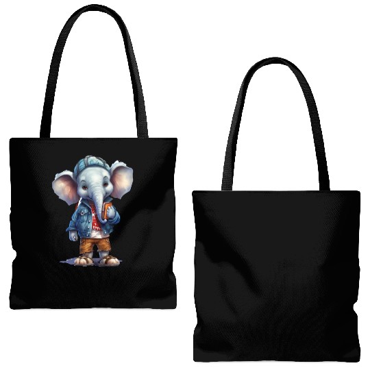 Cute Elephant Cartoon Tote Bags (AOP)