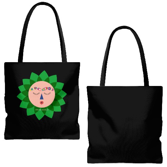 Cute Colorful Frida Kahlo Portrait Mexican Sun Tote Bags (AOP)