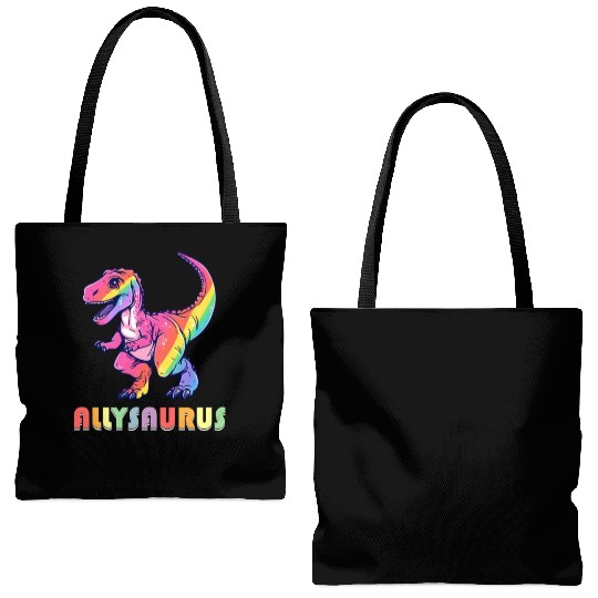 Allysaurus LGBT Transgender Dino Rainbow Lesbian Tote Bags (AOP)