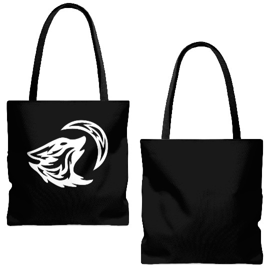 Tribal White Howling Wolf Tattoo 70s Tote Bags (AOP)