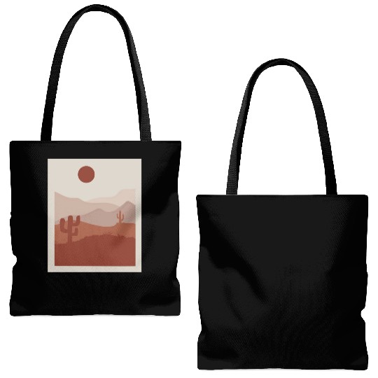desert sand and sun orange and gray Tote Bags (AOP)