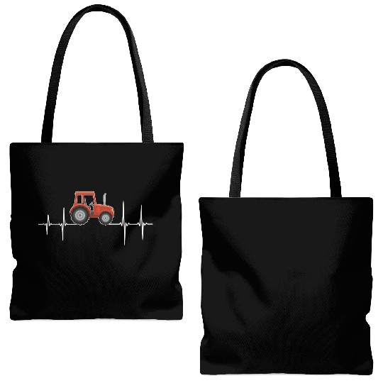 Tractor Heartbeat Farmer Pulse Tote Bags (AOP)