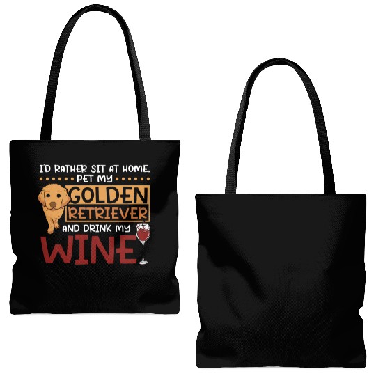 Sit at home pet my golden retriever and drink wine Tote Bags (AOP)
