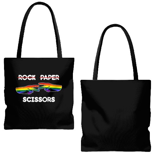 Rock Paper Scissors Funny Lesbian Pride LGBT Cute Tote Bags (AOP)
