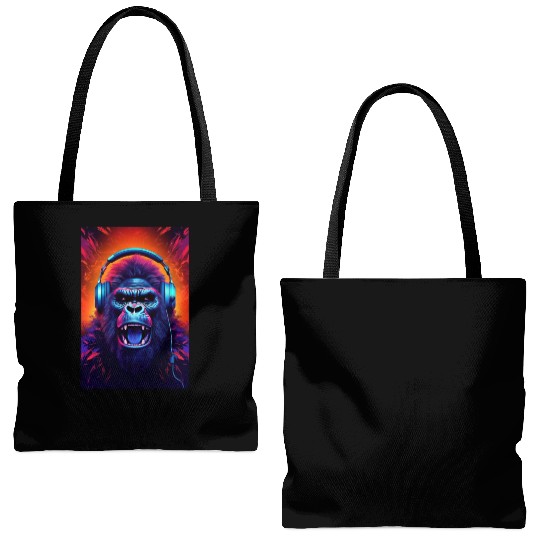 Gorilla Headphones music art Tote Bags (AOP)