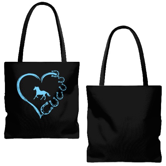 Horseshoe Heart Horse Mom Horseback Riding Tote Bags (AOP)