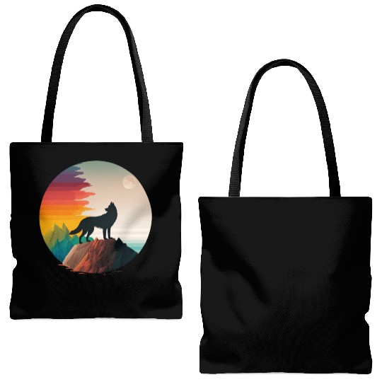 LGBTQIA+ Majestic wolf on the mountain top Tote Bags (AOP)