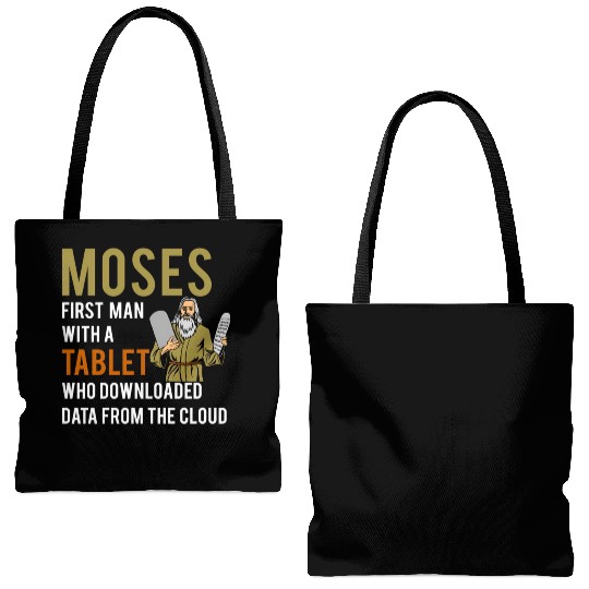 Jewish Passover Moses Tablet Data Cloud Computing Tote Bags (AOP)