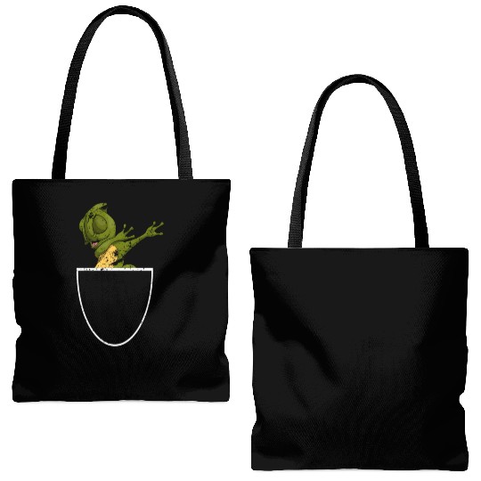 Dabbing Lizard Reptile Animal Pocket Chameleon Tote Bags (AOP)