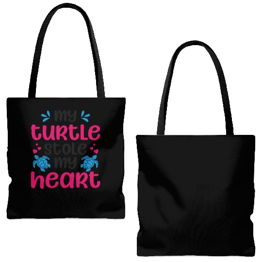 Sea Turtle Tortoise Valentines Day Tote Bags (AOP)
