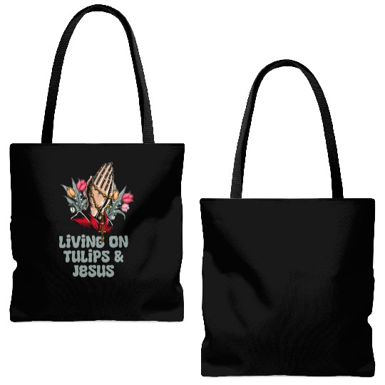 Tulip Gardening Jesus Tote Bags (AOP)