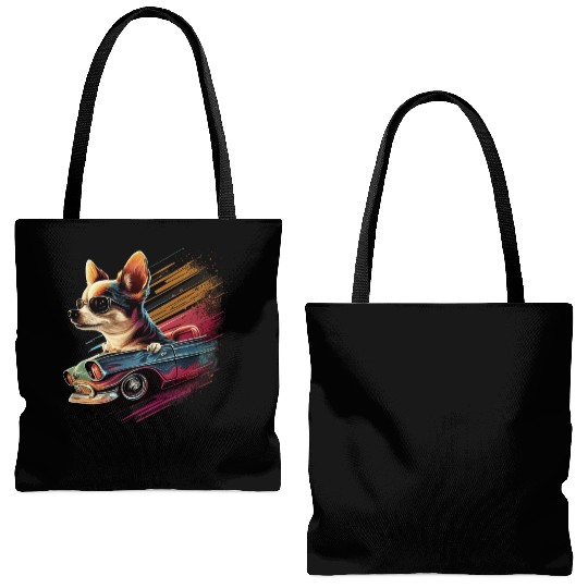 Chihuahua | Race Racing Car Funny Dog Mechanic Tote Bags (AOP)