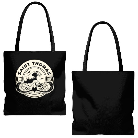 St Thomas Caribbean Sea Japanese Style Waves Tote Bags (AOP)