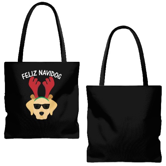 Feliz Navidog Navidad Labrador Retriever Tote Bags (AOP)