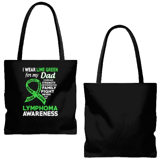 I Wear Lime Green For My Dad Lymphoma Awareness Tote Bags (AOP)